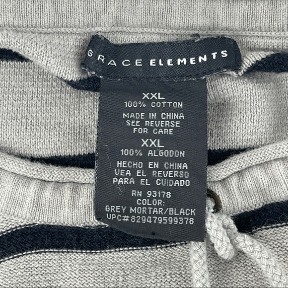 Grace Elements Sweatshirt Womens XXL Gray Black Striped - Picture 2 of 9